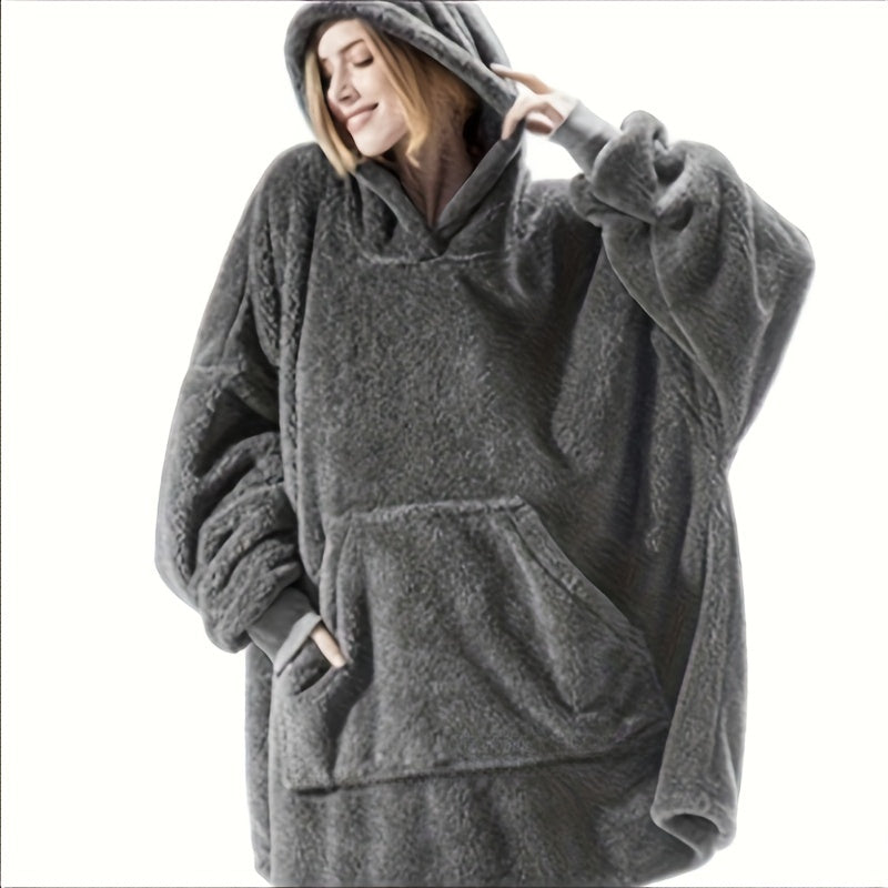 Suéter con capucha de terciopelo de doble cara para mujer y hombre, cálido para otoño e invierno, estilo cómodo a juego