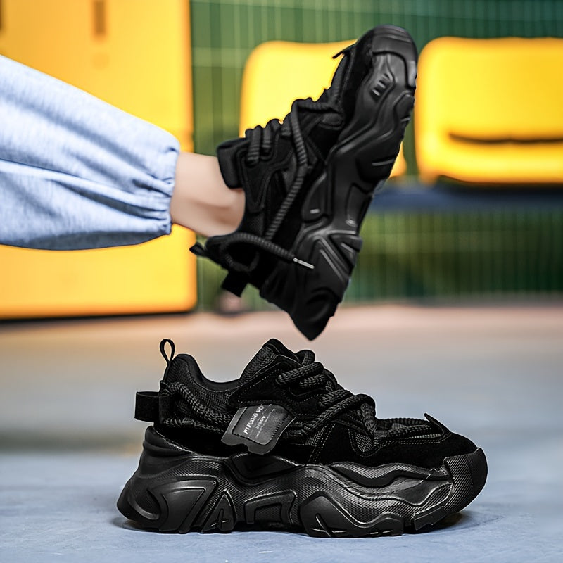 Men's Light Gray Chunky Sneakers Breathable Mesh Hidden Height Increase Casual Athletic Shoes