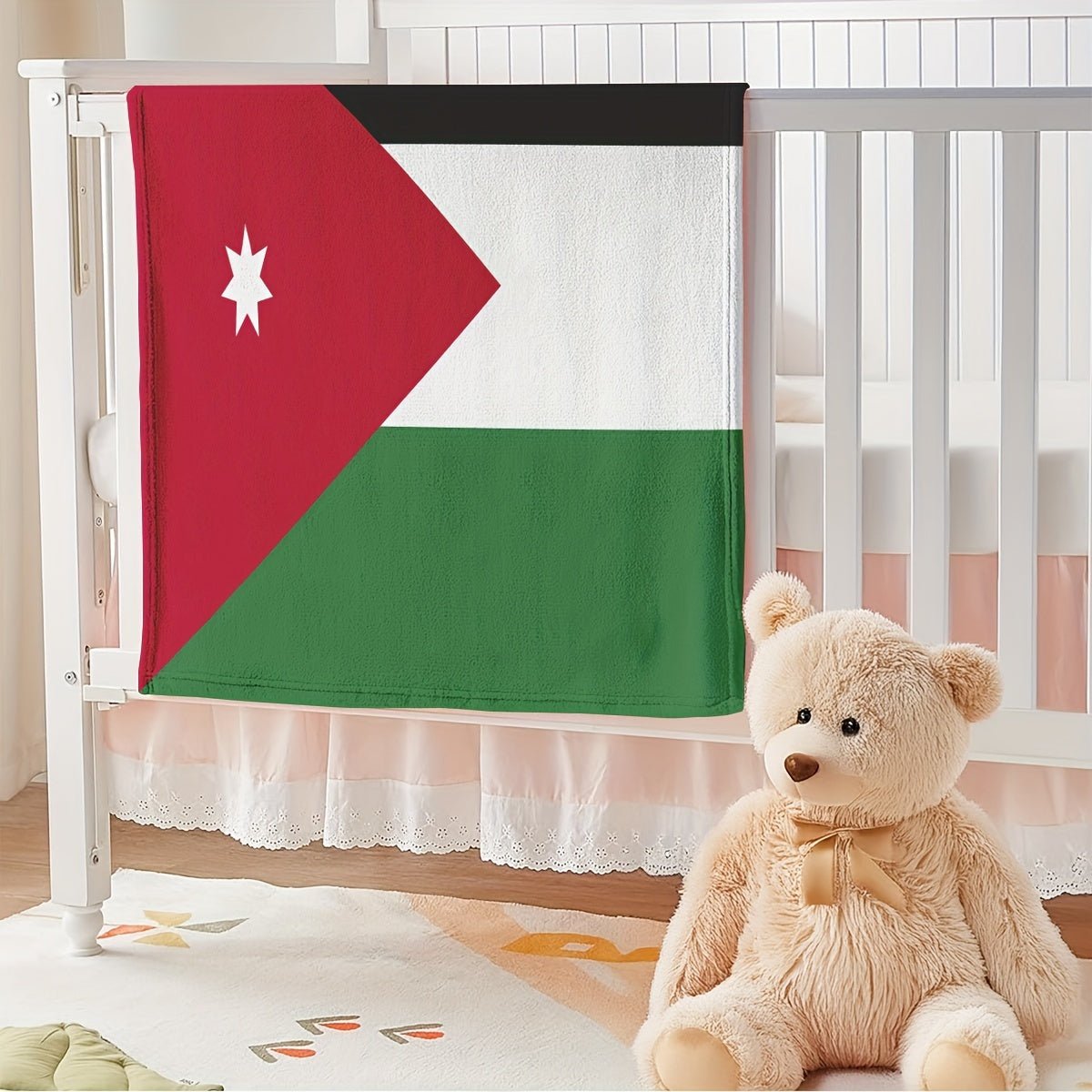 Flannel Blanket All-Season Throw for Home Office Travel with Flag Design