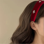 Red Headband with Bee Embellishments for Valentine's Day and Casual Wear