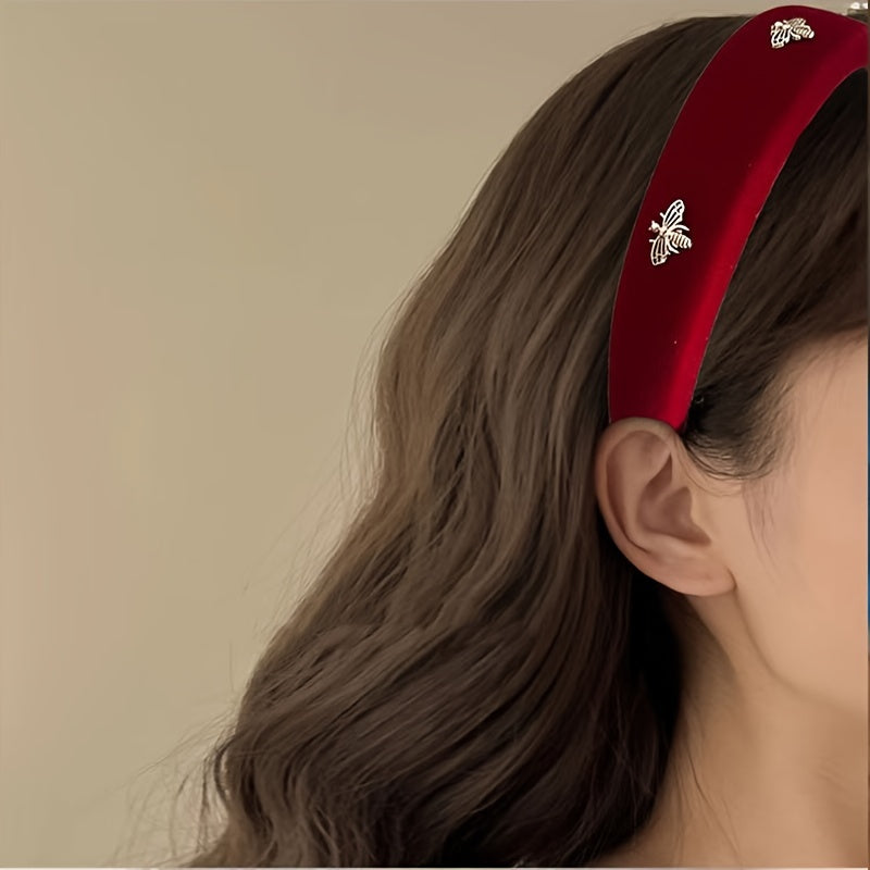 Red Headband with Bee Embellishments for Valentine's Day and Casual Wear