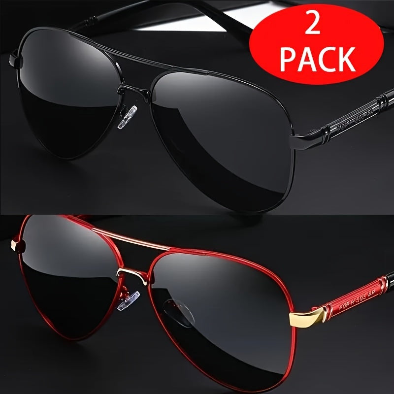 Набор из 2 универсальных поляризованных зеркальных солнцезащитных очков для езды на открытом воздухе и путешествий
