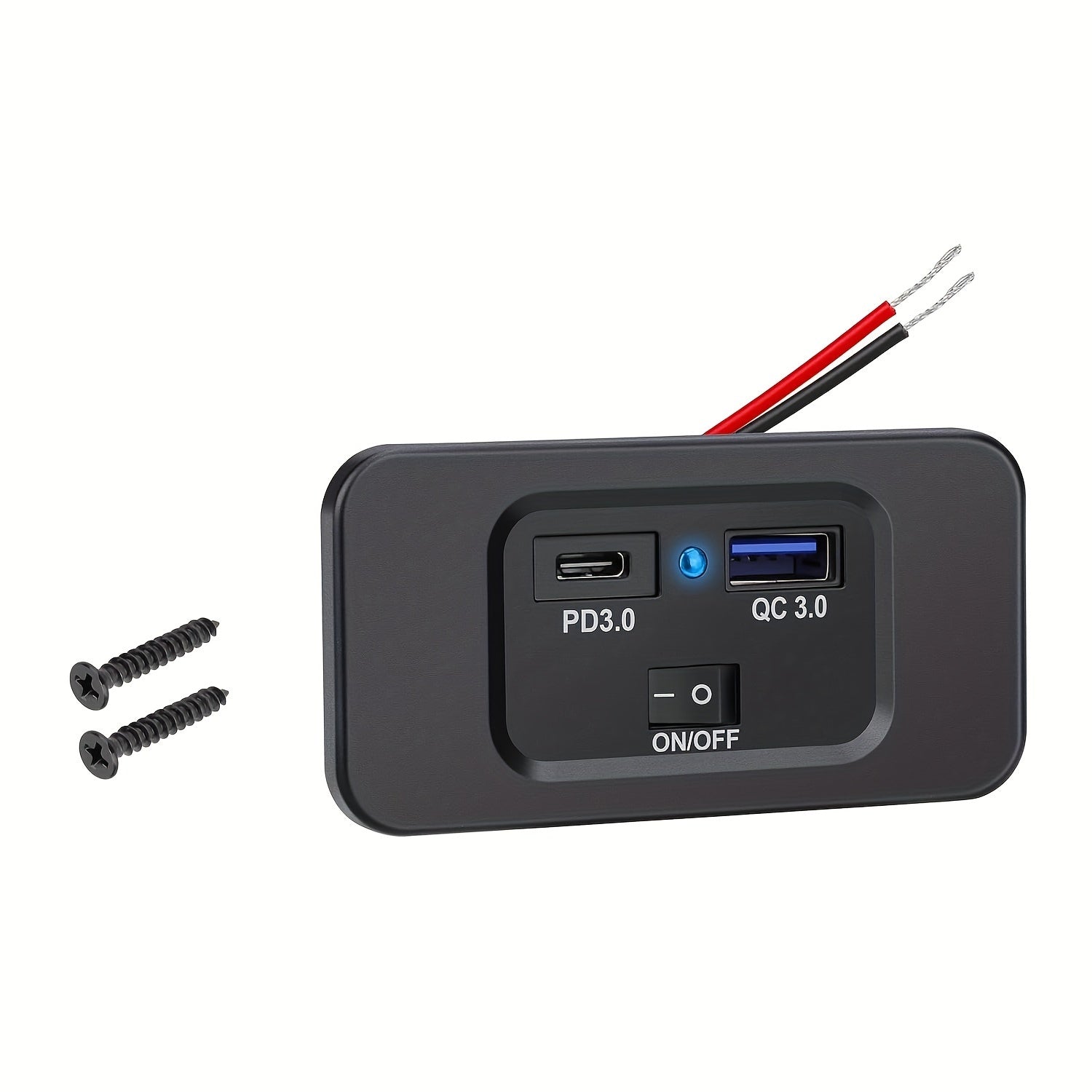 Car Fast Charging Charger Socket Dual USB QC3.0 PD3.0 Type-C Wall Mount