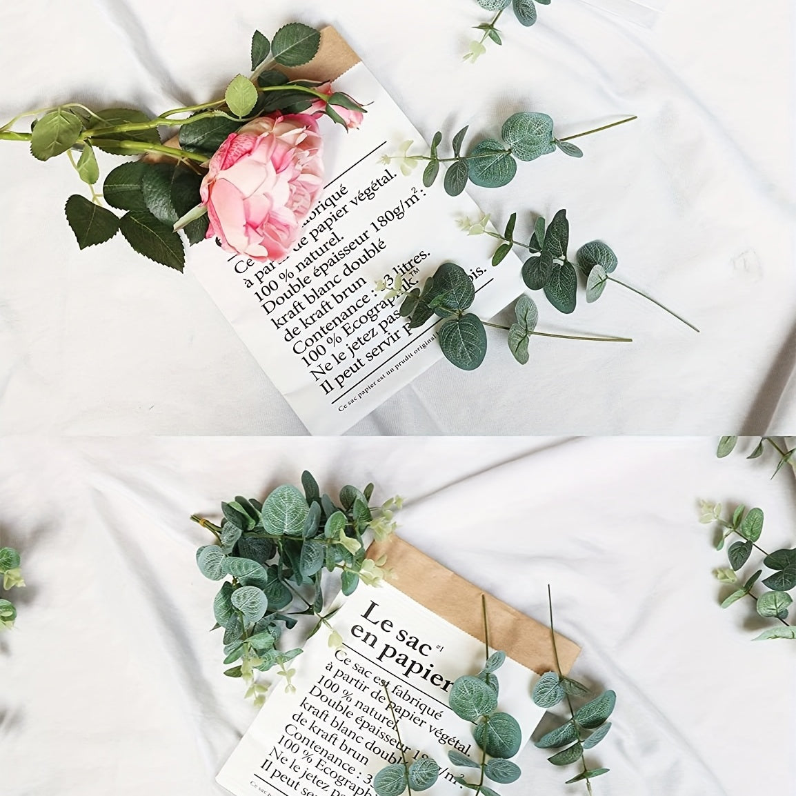 24 шт. искусственных эвкалиптовых листьев и веток для свадебных букетов, цветочных венков, деревенских вечеринок и домашнего декора, с листьями серебряного доллара эвкалипта.