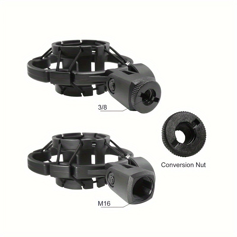 Professional Microphone Shock Mount with 3/8 M16 Thread and Mic Clip Black