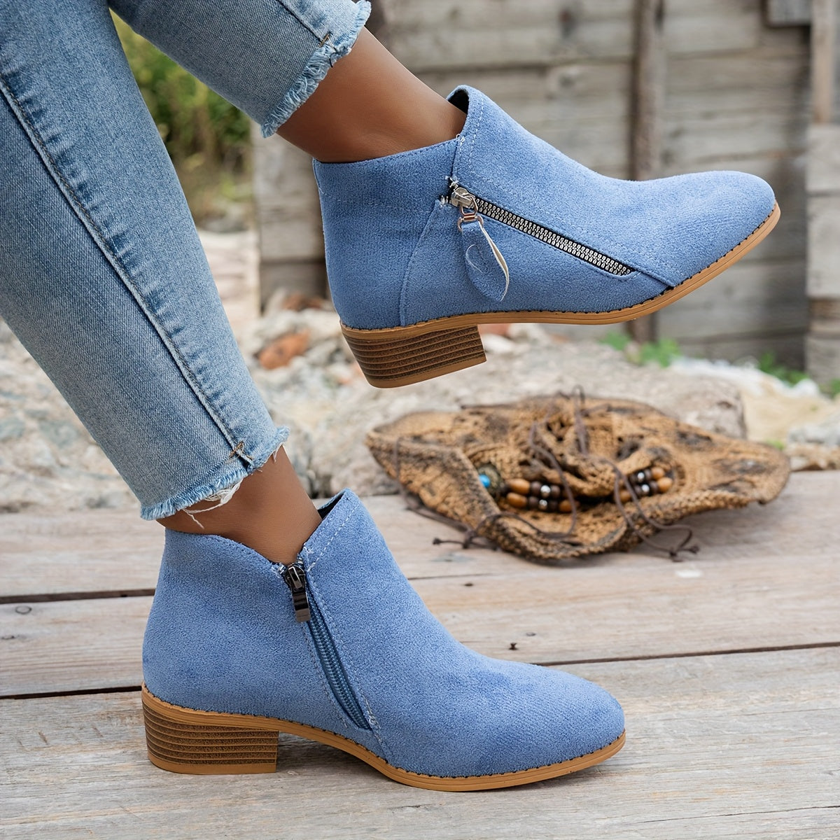 Women's Slip-On Ankle Boots Pointed Toe Winter Zipper Cushioned Sole