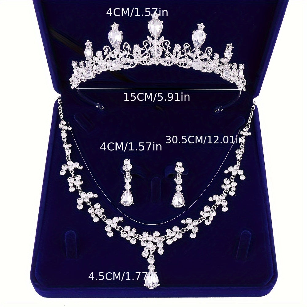 Ayollar uchun to'y sovg'asi sifatida taxtli taqinchoq va sirenli taqinchoq bilan rhinestone zargarlik to'plami