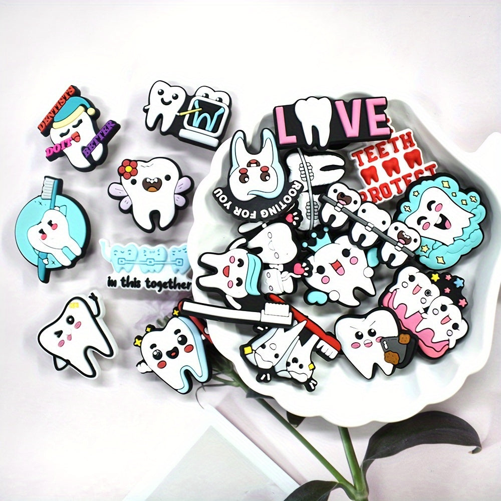 20Pcs Tooth-Shaped Shoe Charms Plastic DIY Sandals Garden Shoes Accessories