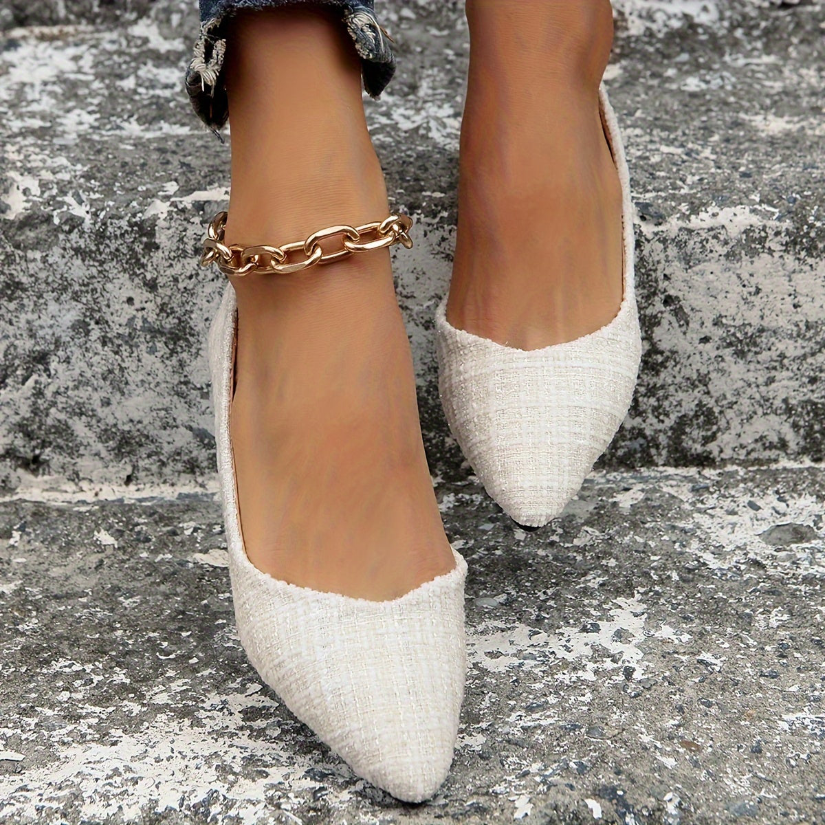 Women's Pointed Toe Flat Shoes, Open Side Slip-Ons, Comfortable Wide Shoes