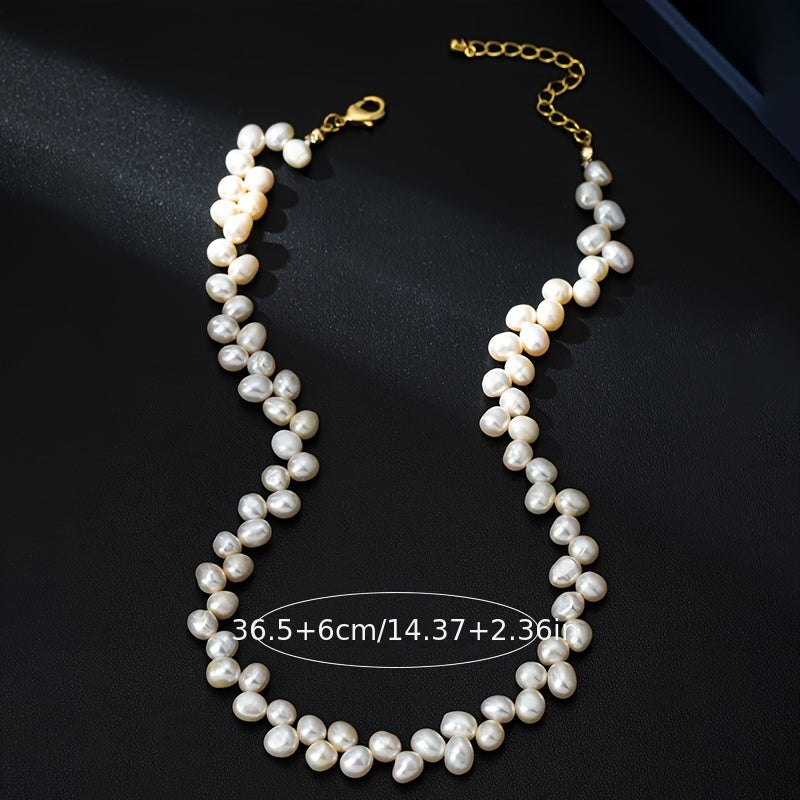 Women’s Baroque Freshwater Pearl Necklace 8mm Irregular Clavicle Chain for Mother’s Day