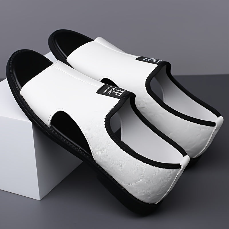 Men's PU Casual Slip-On Sandals for Spring Summer Solid Color