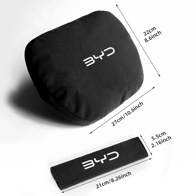 Car Seat Headrest and Shoulder Belt Cover Set Breathable Comfortable Neck Support