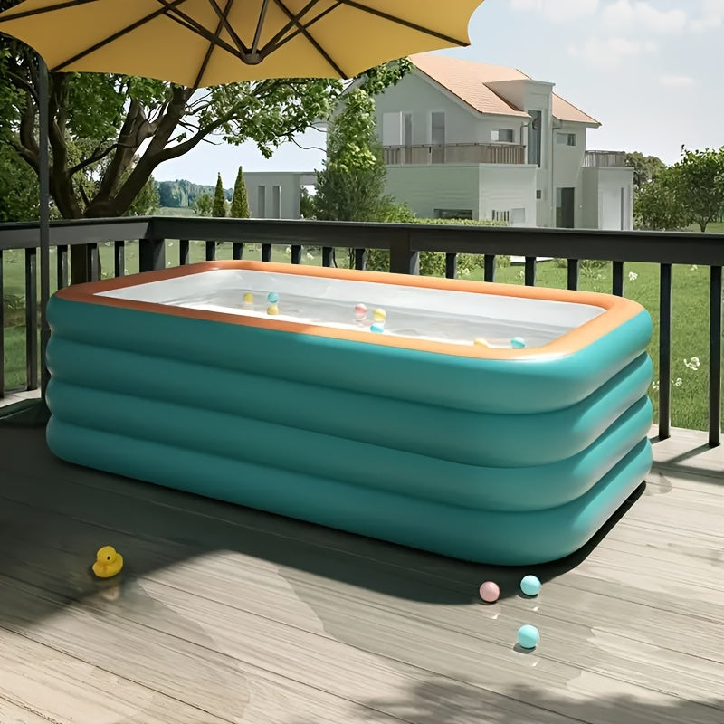 Piscina inflable grande para familias con 4 aros, resistente y duradera de PVC para exteriores