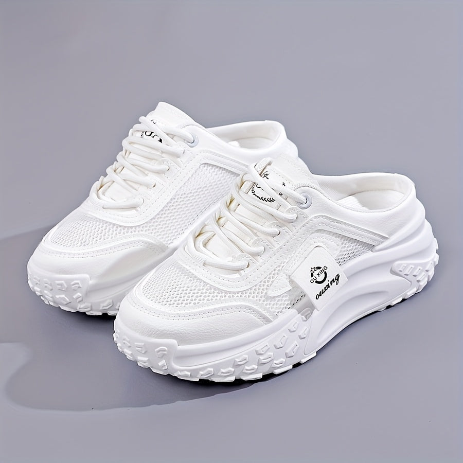 Women's Mesh Casual Sneakers Low-Top Lace-Up Walking Shoes Khaki