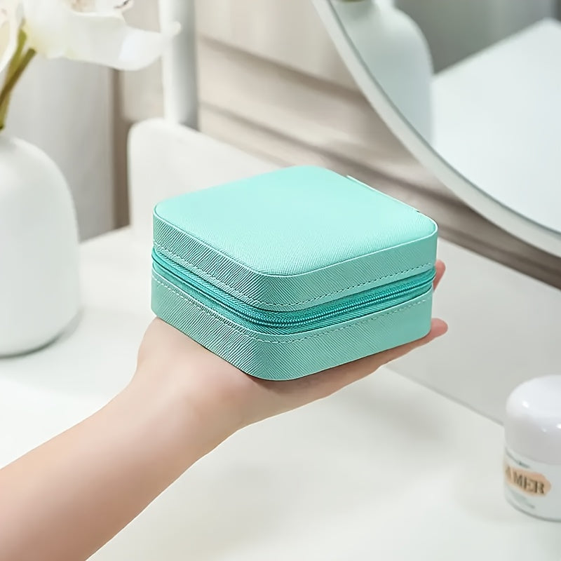 Caja organizadora de joyas de viaje para almacenamiento de collares y anillos