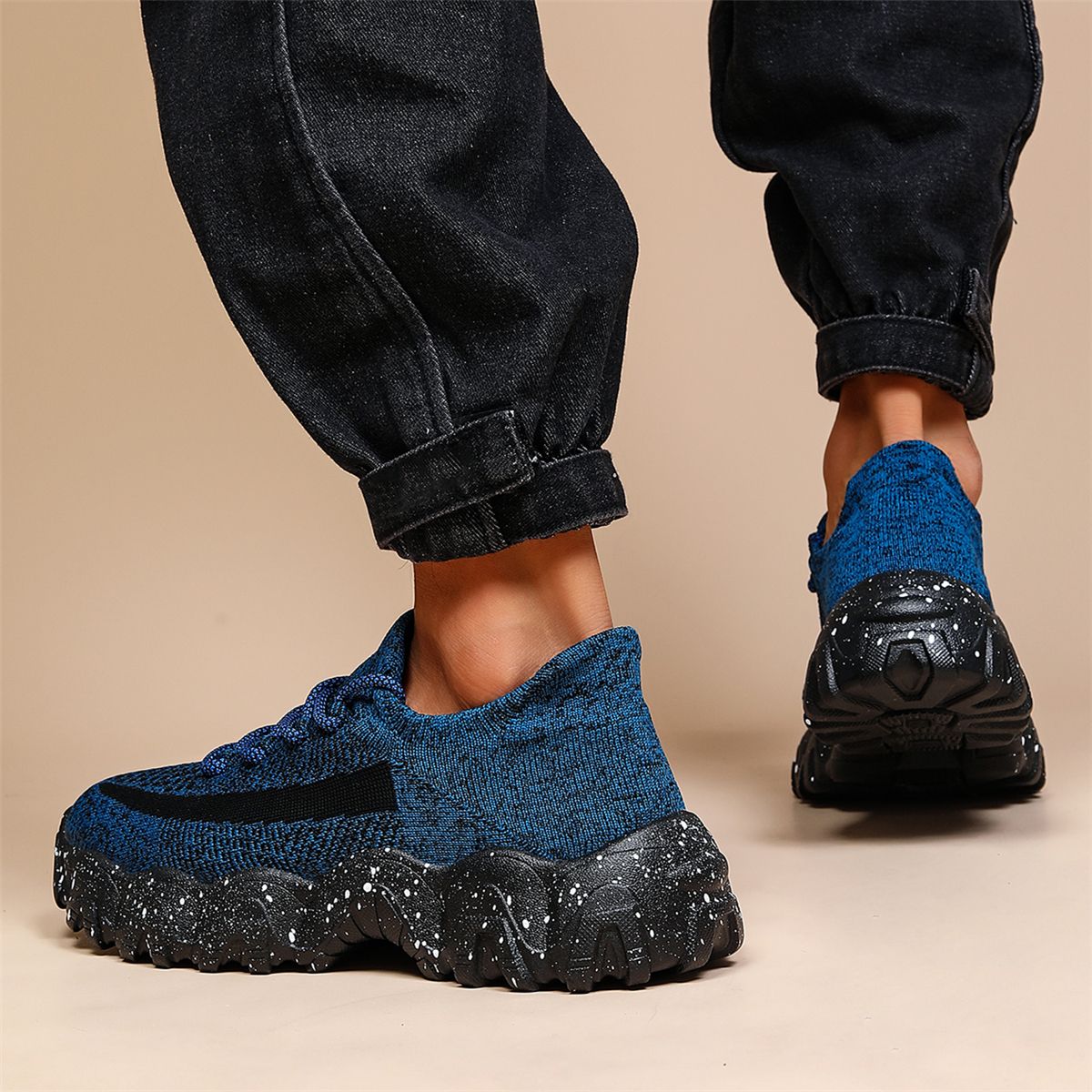 Men's Woven Fabric Sneakers Casual Sport Lace Round Toe Spring