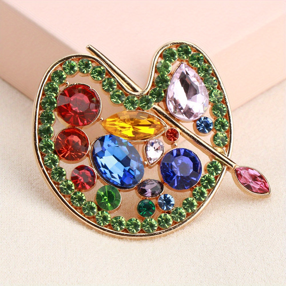 Vintage Enamel Rhinestone Brooch for Women Party Banquet Jewelry