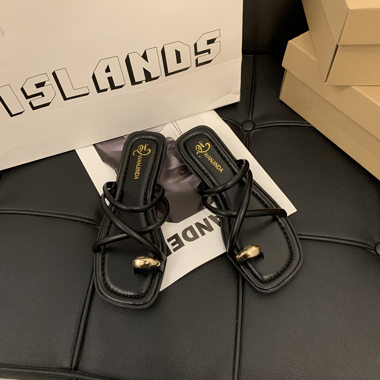 Women's Slide Sandals Open-Toe Cushioned Non-Slip Summer Casual Black White