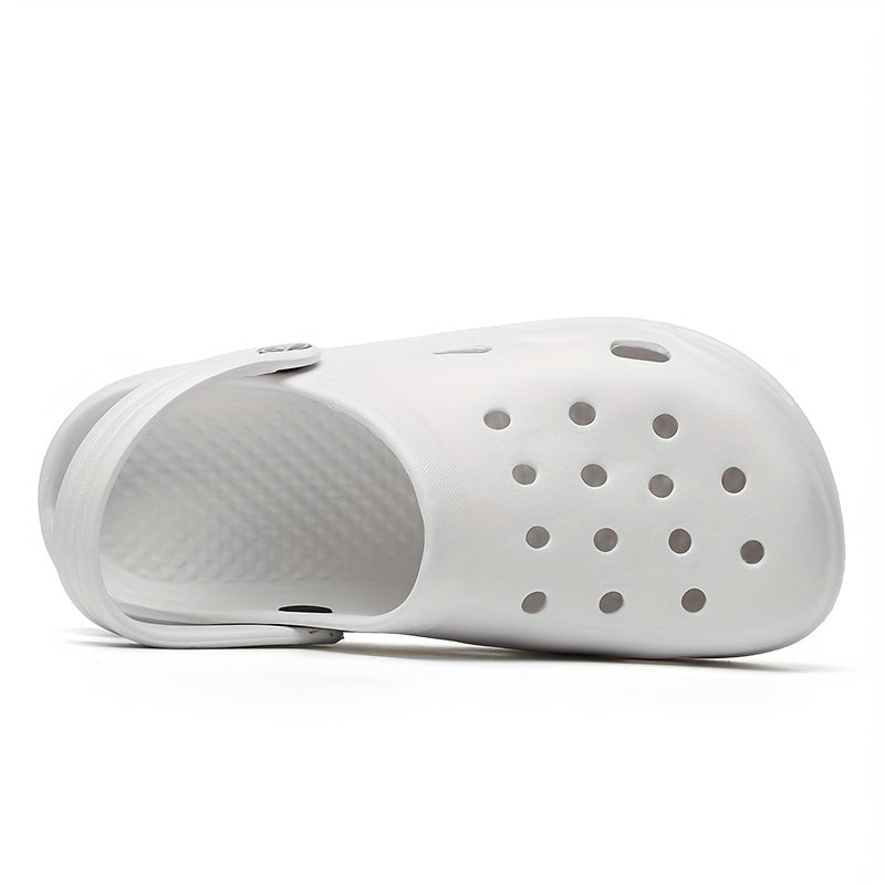 Women's Solid Color Clogs, Casual Hollow Out Garden Shoes, Slip-On Beach Footwear