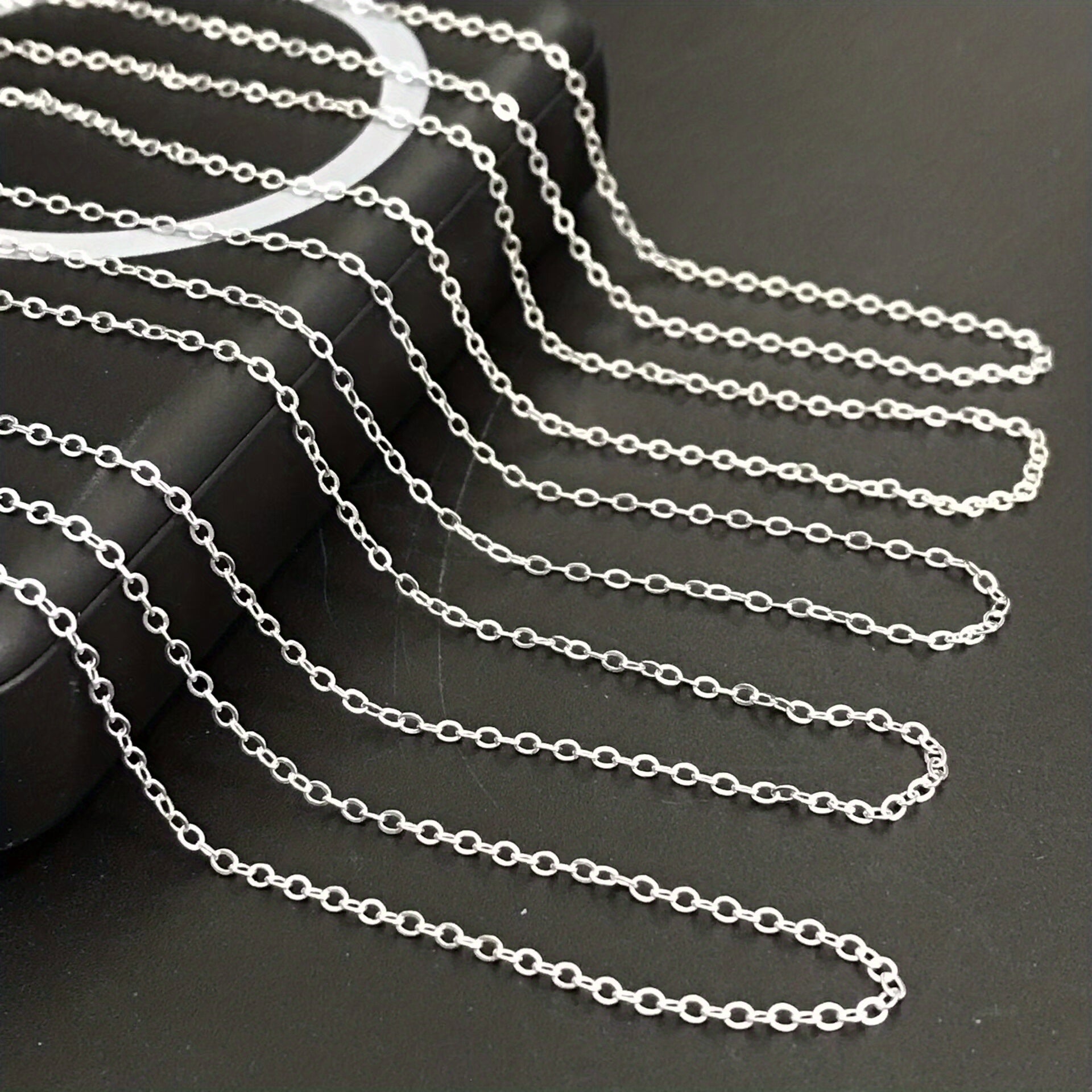 Silver Plated Link Chain Necklace Set for Jewelry Making 16-30 Inch 5 Pieces