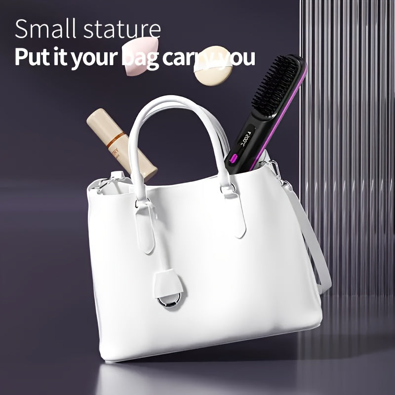 Cortapelos inalámbrico 19.99x4.5x3cm Cepillo de aire caliente para mujer 3 temperaturas LED USB