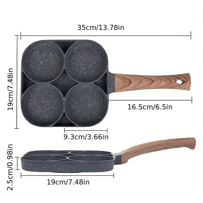Nonstick Egg Frying Pan with 4 Holes for Omelettes Pancakes and Breakfast