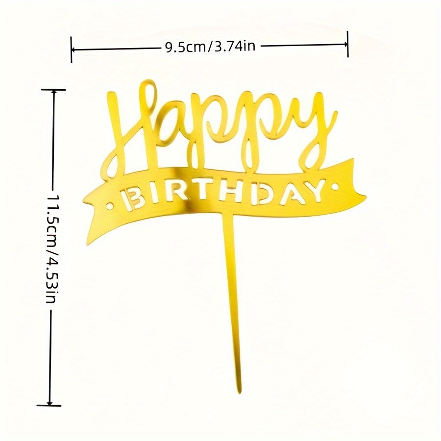 80-Piece Gold Acrylic Happy Birthday Cake Toppers Set Plastic Party Decor