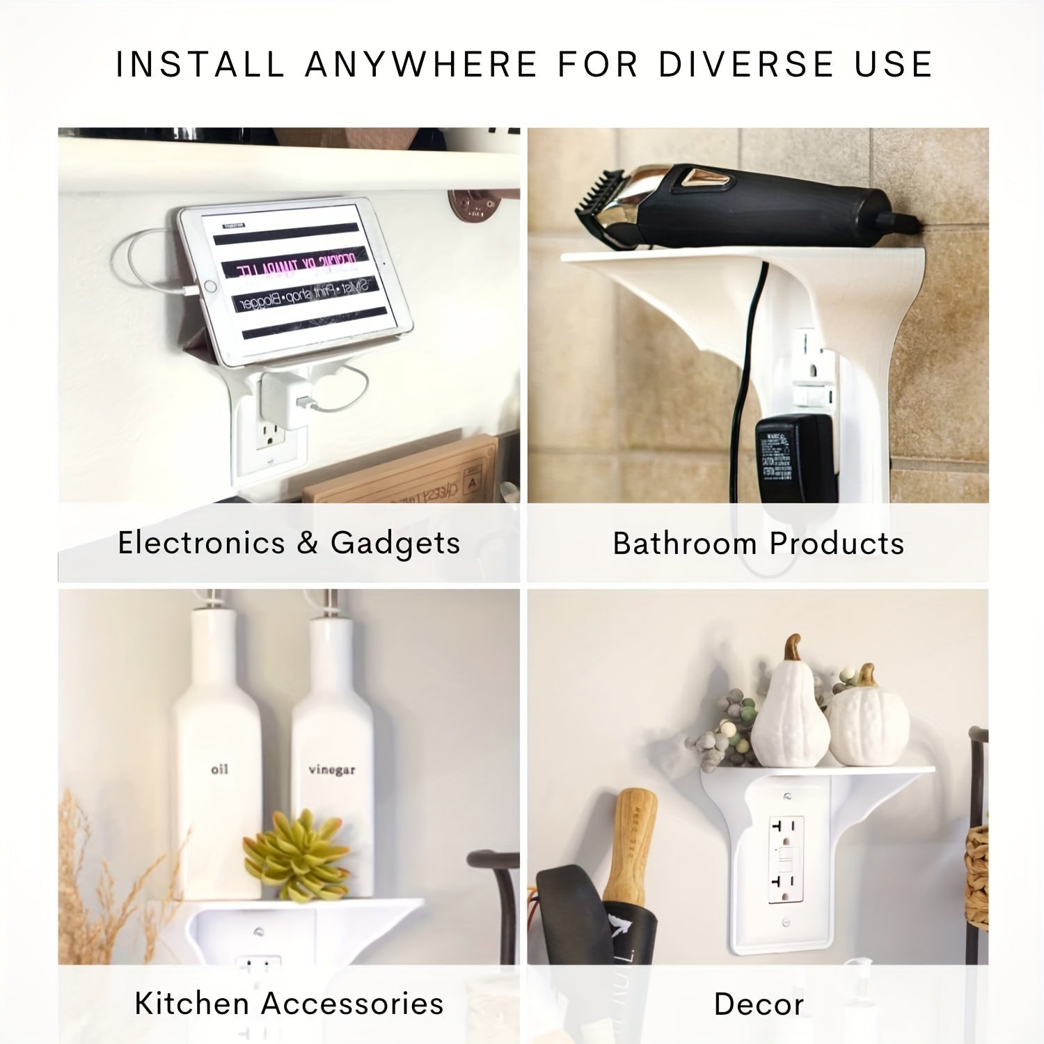 Wall-Mounted Storage Rack for Switch and Electronics Kitchen Household Space-Saving No Drilling