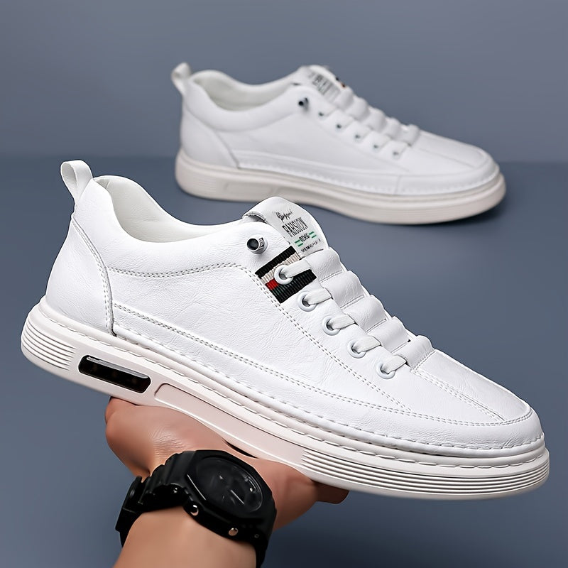 Men's Slip-On Sneakers with Geometric Solid Color Faux Upper Low Top Casual Streetwear