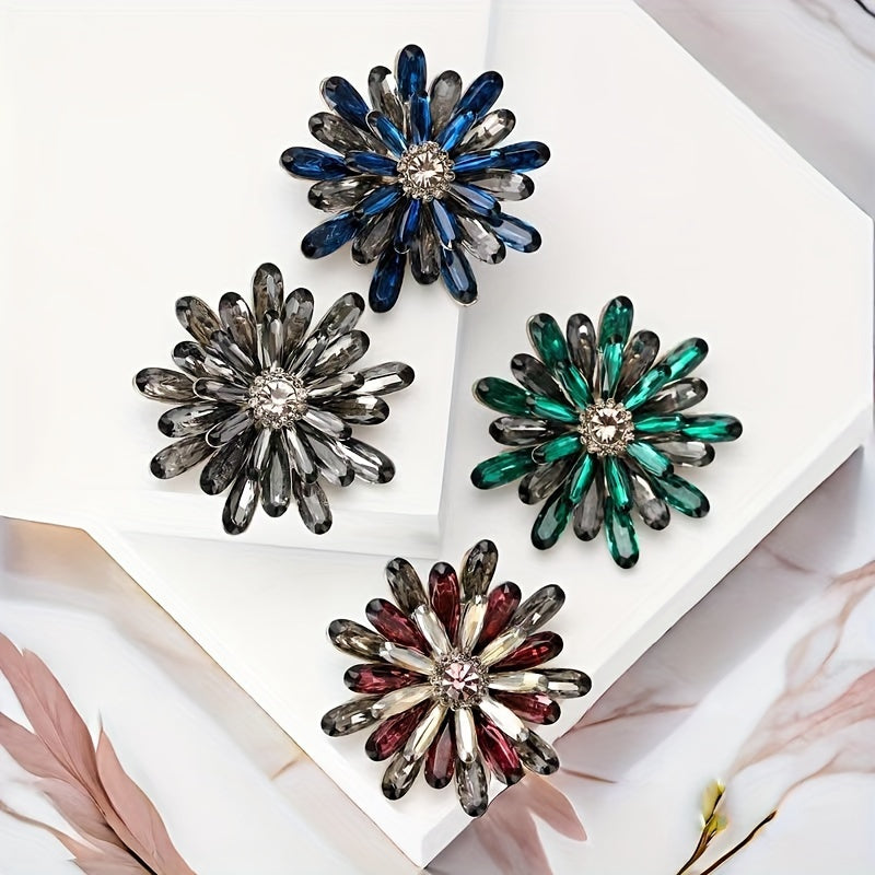 Sunflower Brooch Pin with Rhinestone Detail Alloy Jewelry for Women