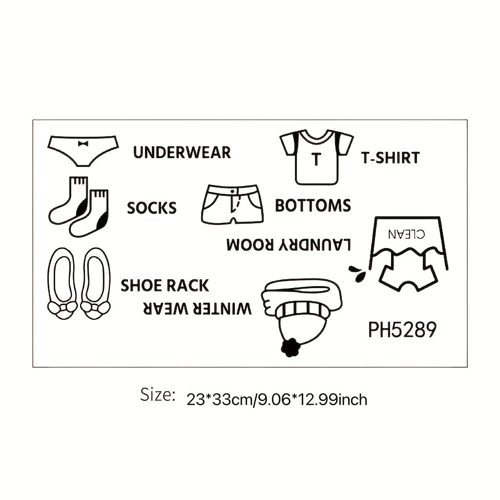 Black Plastic Clothing Labels Hexagon Shape Semi-Gloss Fabric Adhesive Wardrobe Organizer