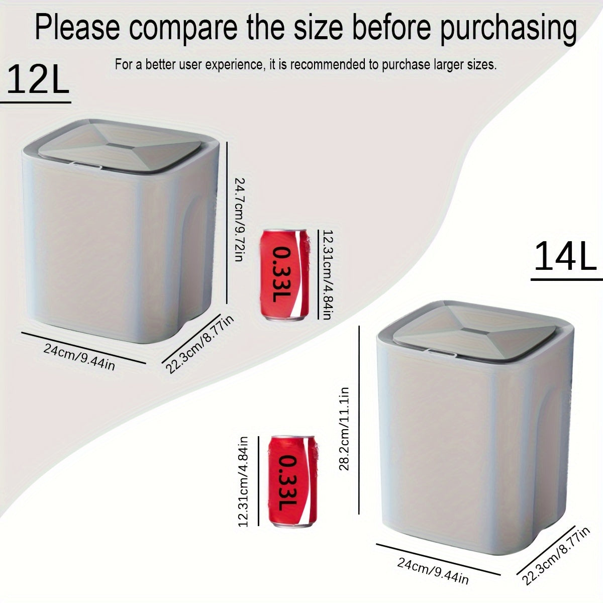 Smart Touchless Trash Can avtomatik ochish va yopish funksiyalariga ega, jim ishlaydi va uyda foydalanish uchun ideal suv o'tkazmaydigan dizaynga ega.