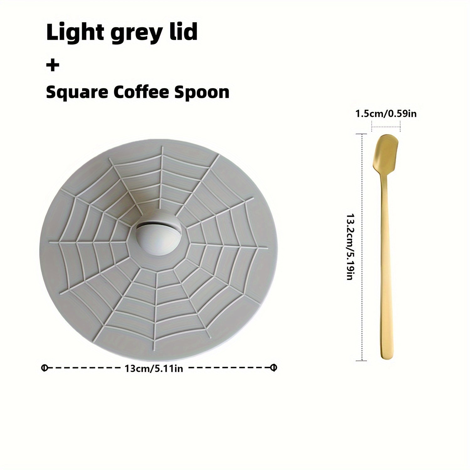 Silicone Cup Lid with Spoon Set Reusable Leakproof Cover for Ceramic Glass Tea Mug