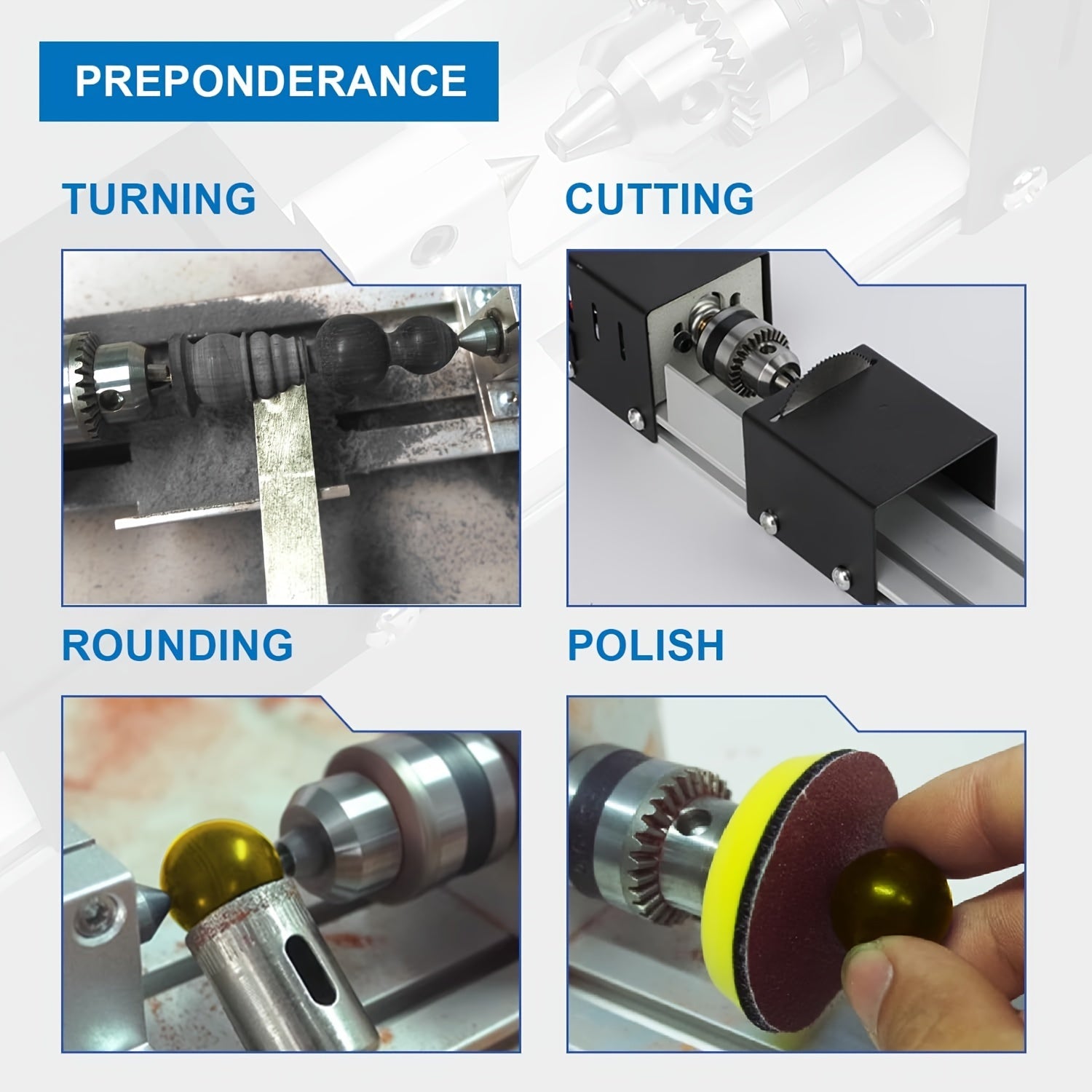 Mini Wood Lathe Machine for DIY Woodworking Polishing Drilling and Carving