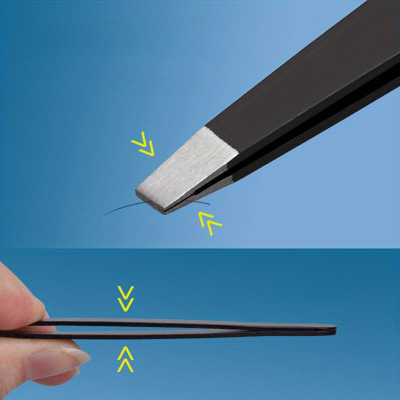 Women Stainless Steel Eyebrow Tweezers Non-Slip Tip Precision Makeup Tool
