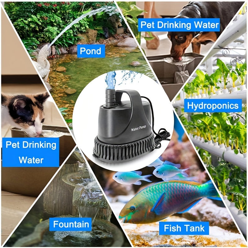 Submersible Water Pump 211GPH 15W for Aquarium Pond Fountain Waterfall Hydroponics