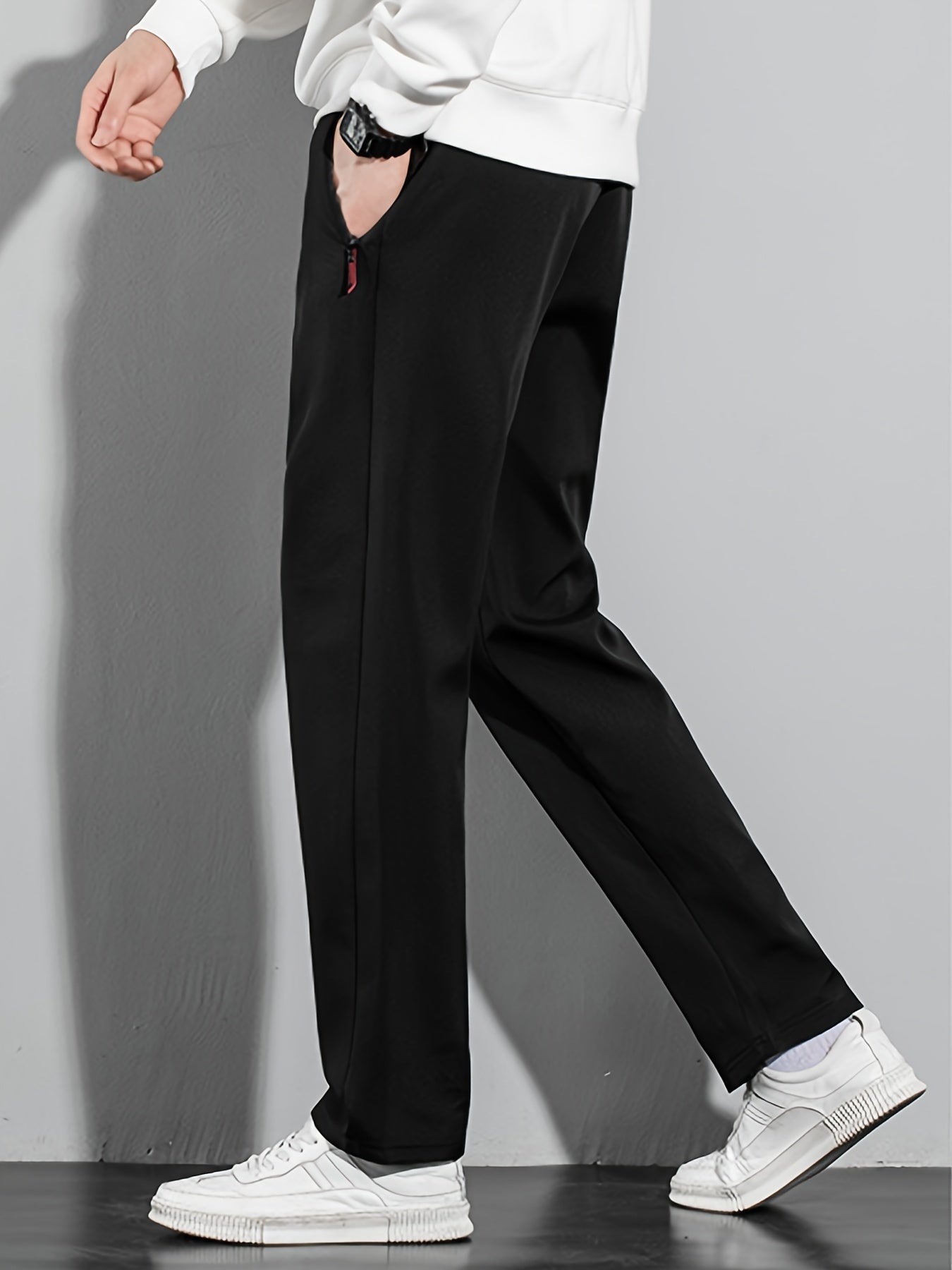 Men's Plus Size Joggers with Zipper Detail Casual Spring Summer Polyester Loose Fit