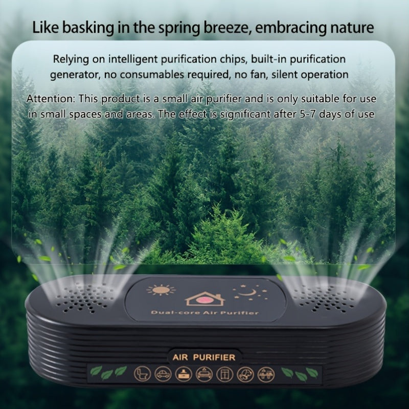 Dual-Core USB Air Purifier for Small Spaces Odor Smoke Eliminator Smoke Free