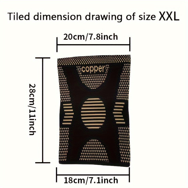 Set of 2 Unisex Copper Knee Support Sleeves for Sports Running Hiking