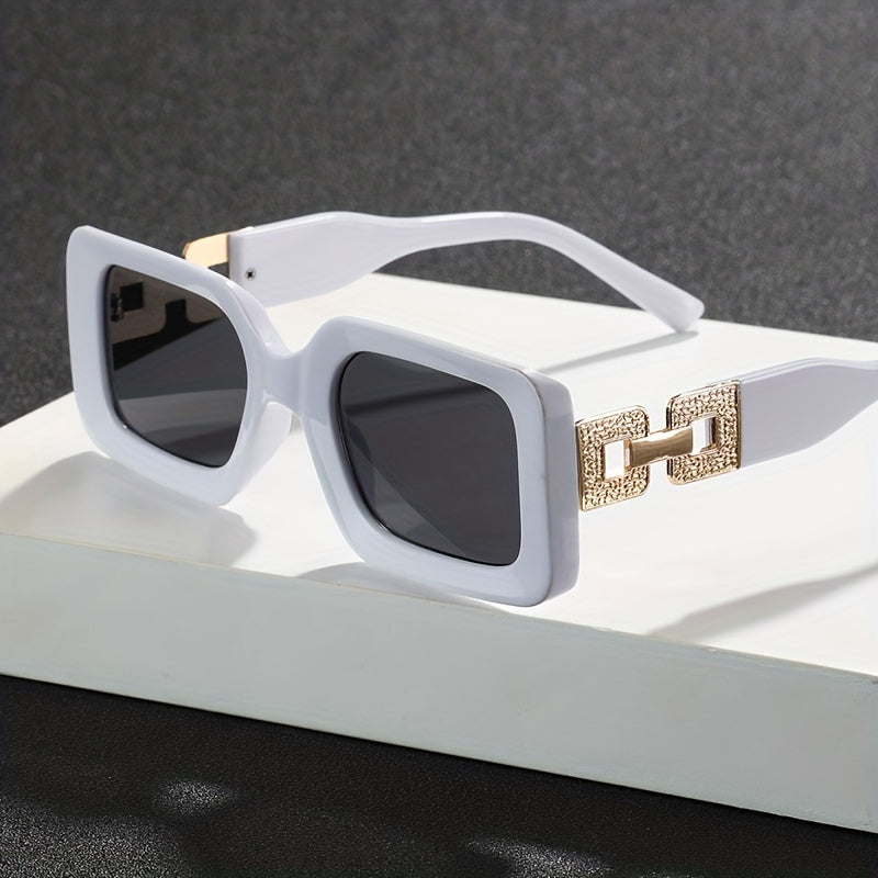 Men's Retro Square Glasses Fashion PC Frame Rectangular Eyewear for Daily Wear