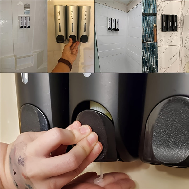 Wall-Mounted Manual Soap Dispenser for Hotels Single Double Triple Heads No Drilling