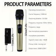 Wireless Microphone Handheld Rechargeable 2.4GHz for Home KTV Outdoor Gold