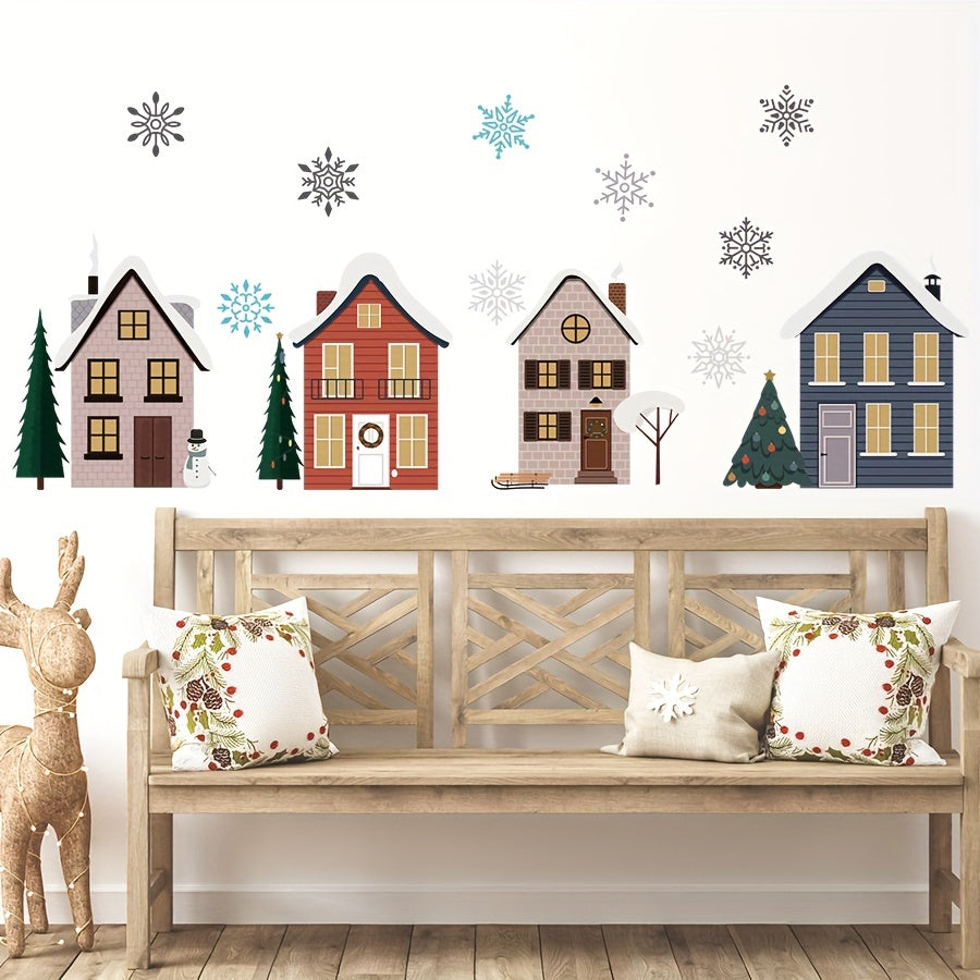 Rojdestvo oynasi yopishtiradigan suv bo'yash uyi qor qafasi dizayni o'z-o'zidan yopishadigan ajraladigan PVC