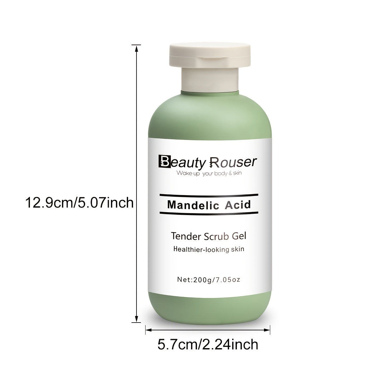 200g/7.05oz Beauty Rouser Mandelik Kislota Skrab Geli - Spirtli emas, Aloe Vera va Atirgul bilan Namlantiruvchi, Har xil Teri Turlari uchun Chuqur Pora Tozalovchi.