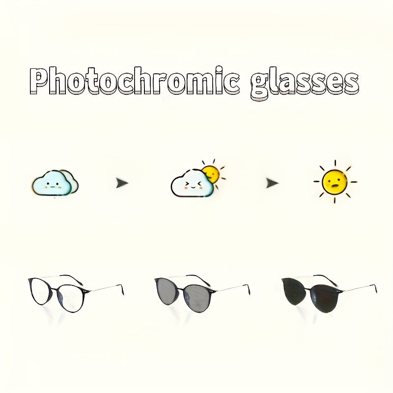 Vintage Photochromic Glasses for Women Metal Frame Anti-Reflective Lenses for Driving Travel Beach