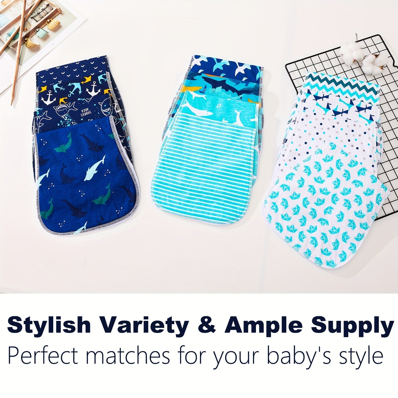 3 ta paxta burp matolari to'plami, bolalar uchun mo'ljallangan, qo'shimcha so'rish va yumshoqlik uchun. Yangi tug'ilgan chaqaloqlar uchun mukammal, bu katta o'lchamdagi matolar qusishni ushlab qolish va chaqaloqni toza saqlash uchun juda yaxshi.