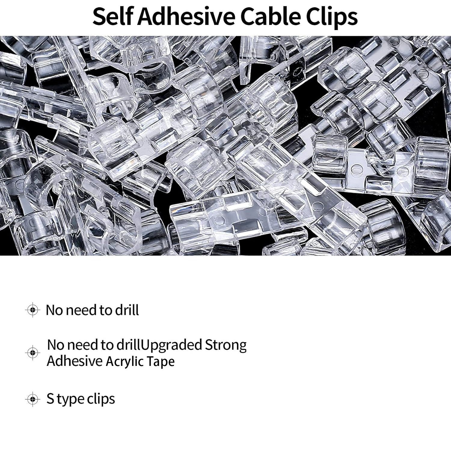 120-Pack Clear Adhesive PC Cable Clips for Wire Organization in Home and Office