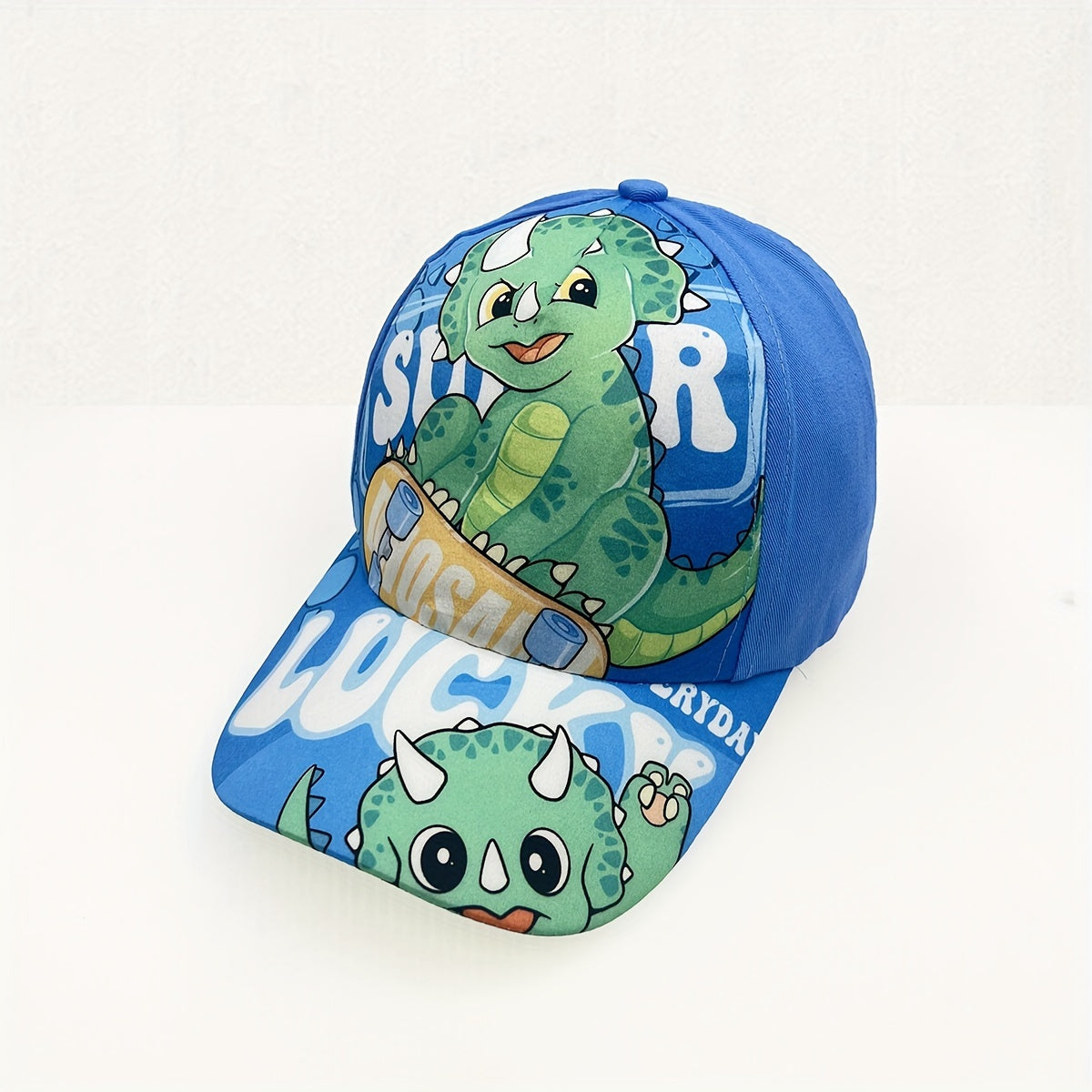 Kids Adjustable Cartoon Dinosaur Print Baseball Cap Lightweight All-Season Fitted for Boys and Girls