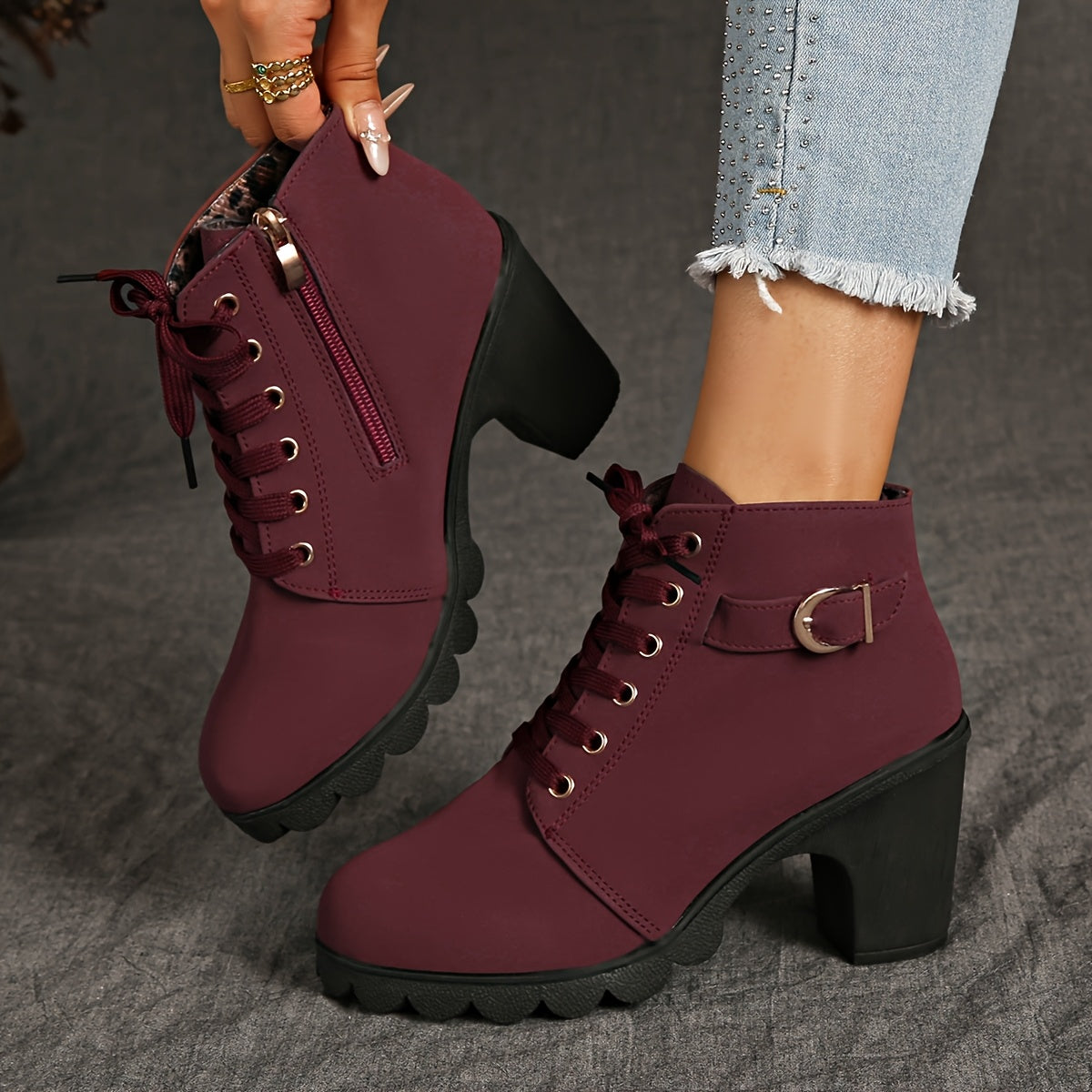 Women's Platform Wedge Boots Non-slip Rubber Sole Winter All-Season