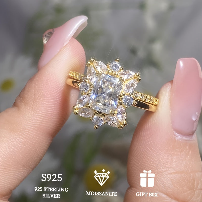 Moissanite Stacking Ring 1-2ct Gold Finish Sterling Silver Engagement Wedding Gift